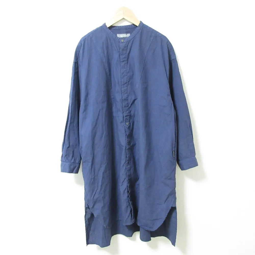 21SS nest Robe ネストローブ UPCYCLELINO リネンコットンチュニック オーバーサイズ 長袖 ひざ丈 シャツワンピース F ブルー