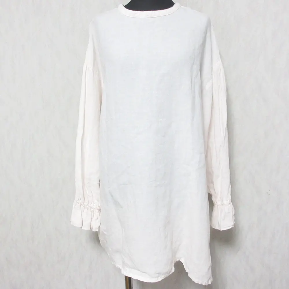 21SS nest Robe ネストローブ リネン近江晒しラッフル袖2WAYブラウス プルオーバー シャツ カットソー 01211-1104 F ピンク