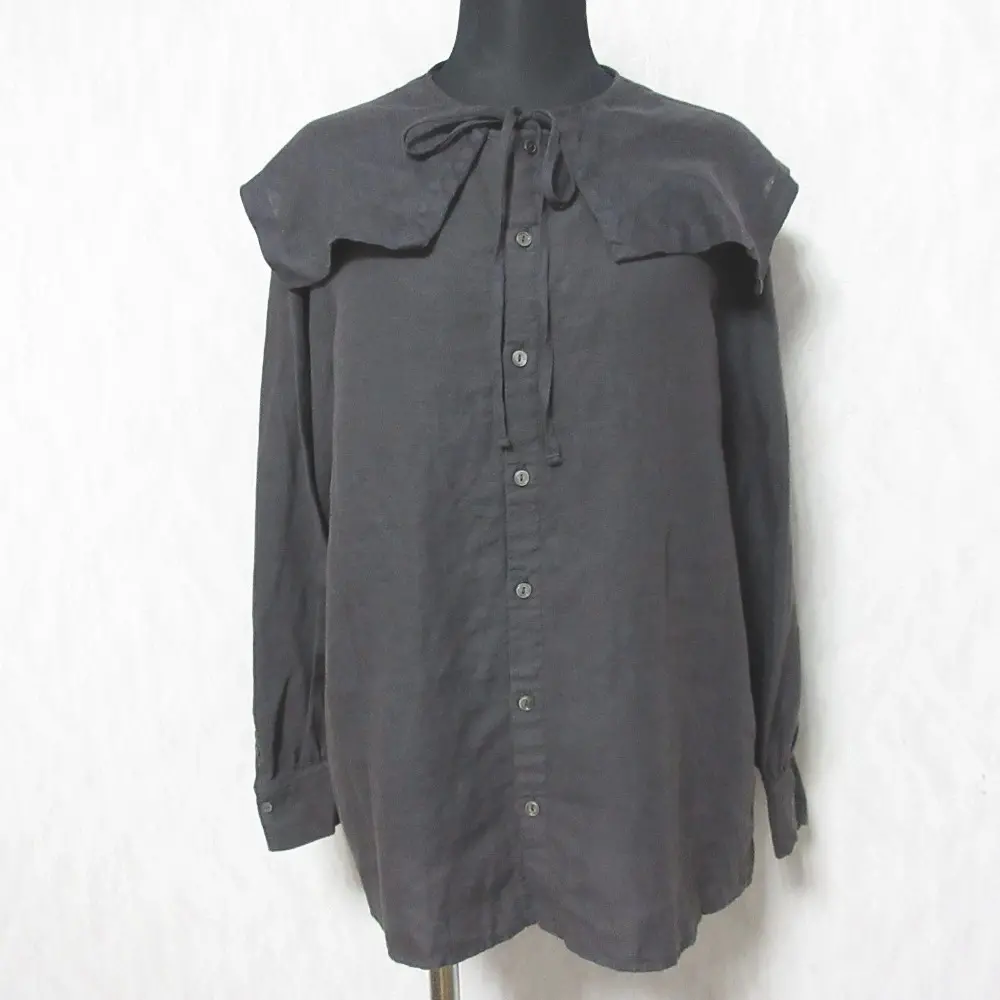 21SS nest Robe ネストローブ リネンデタッチャブルスクエアカラーブラウス 2WAY 長袖 シャツ 01211-1123 F ブラウン