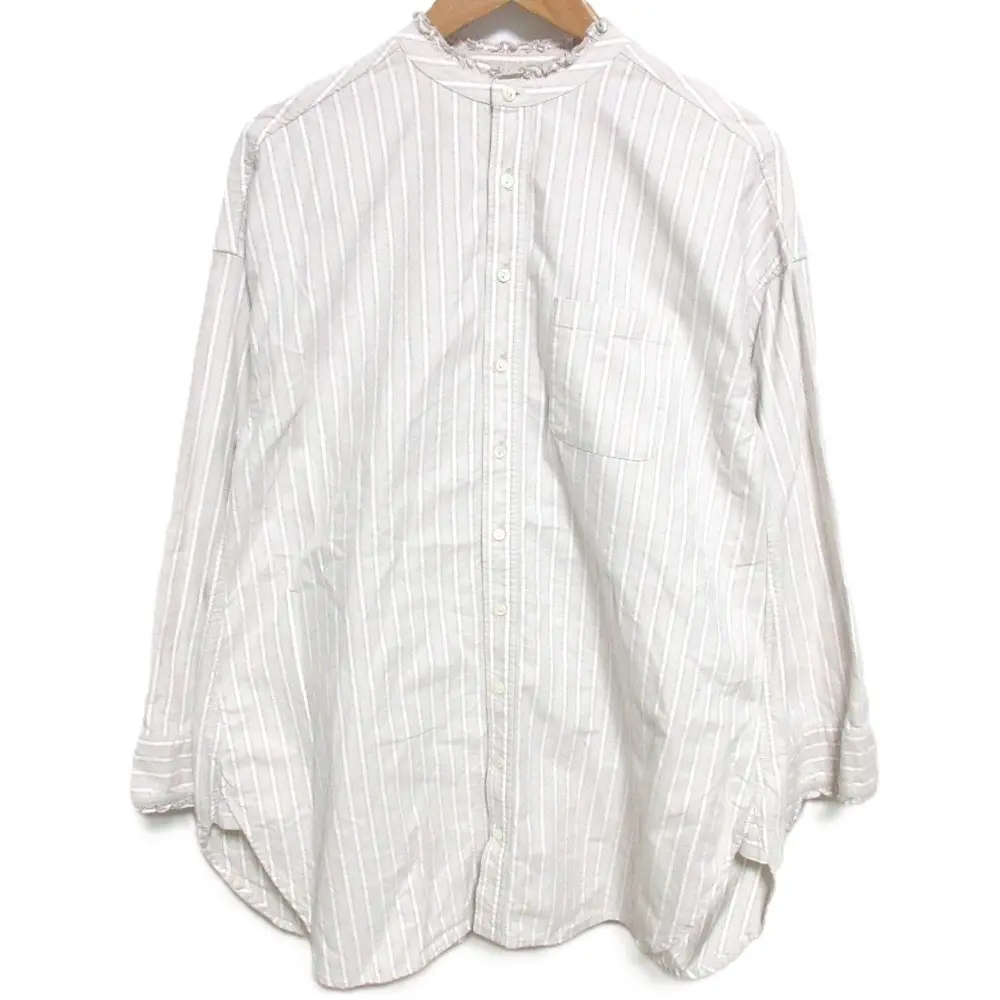 23AW nest Robe ネストローブ 起毛オックスストライプシャツ ブラウス 01233-1032 オーバーサイズ F ベージュ系