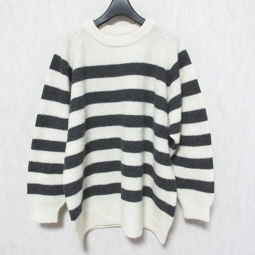 22AW nest Robe ネストローブ ラムウールニット ボーダープルオーバー オーバーサイズ セーター 01223-1029 F ホワイト×グレー