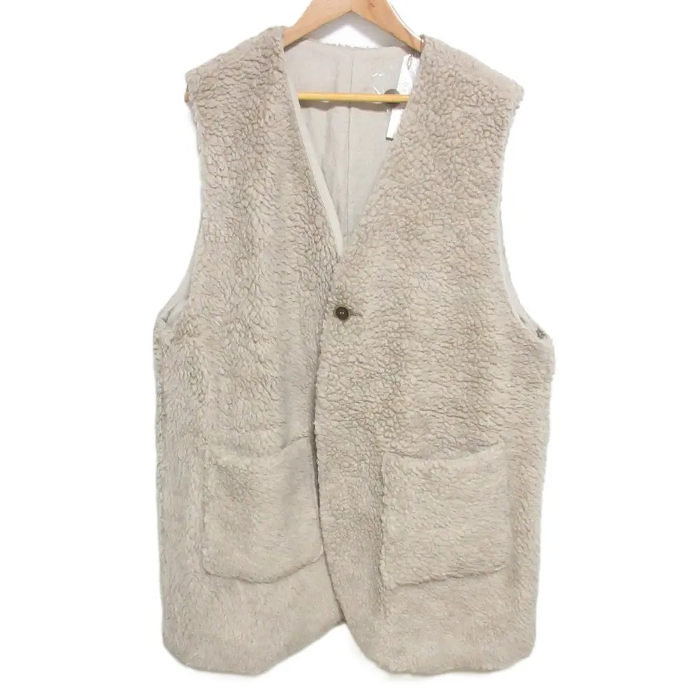 22AW nest Robe ネストローブ リネンブレンド ウールボア ロング リバーシブルベスト ジレ 001223-1036 F ベージュ