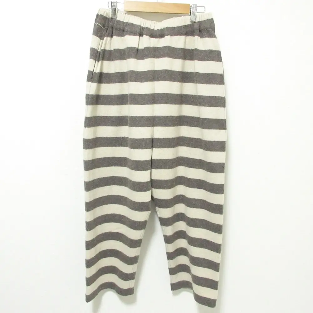 21AW nest Robe ネストローブ イージー ワイド リサイクルウールボーダーパンツ 01214-1108 F ブラウン×ベージュ