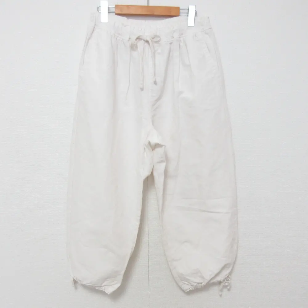 22SS nest Robe ネストローブ コットンリネン石目ドロストバルーンパンツ 01221-1025 サイズF ホワイト