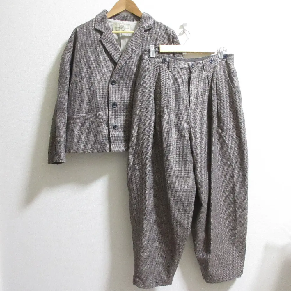 nest Robe ネストローブ ガンクラブチェック ダブルジャケット ワイドパンツ セットアップ サイズF ブラウン