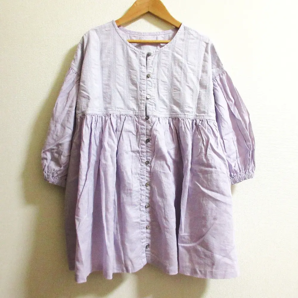 23SS nest Robe ネストローブ UpcycleLino リネン ブラウス 01232-1033 サイズF ライトパープル