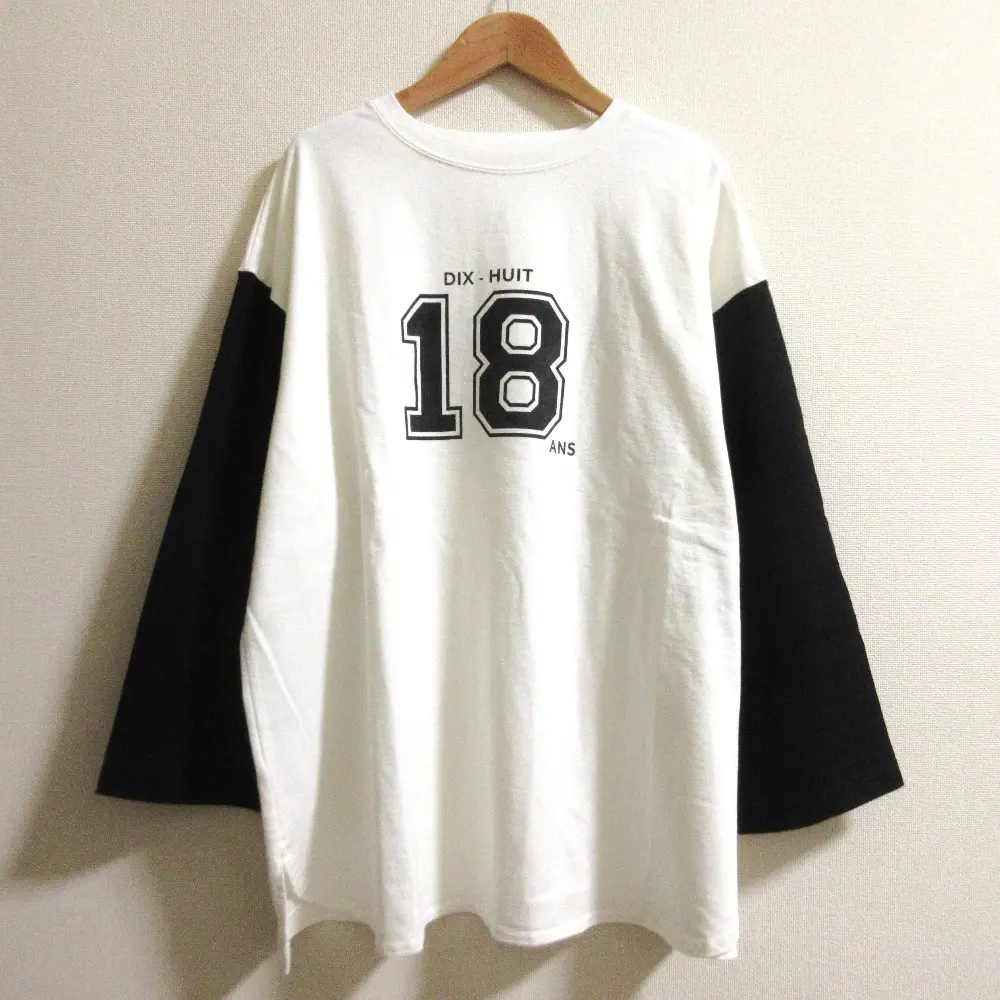 23SS nest Robe ネストローブ コットン ナンバープリント ドロップショルダーTee Tシャツ T01231-1337 ホワイト ブラック