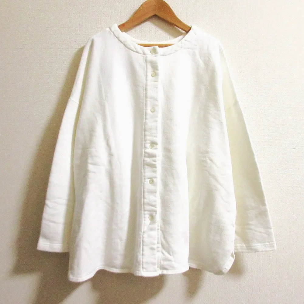 23AW nest Robe ネストローブ UpcycleLino 裾刺繍 カーディガン 01234-1470 サイズF ホワイト