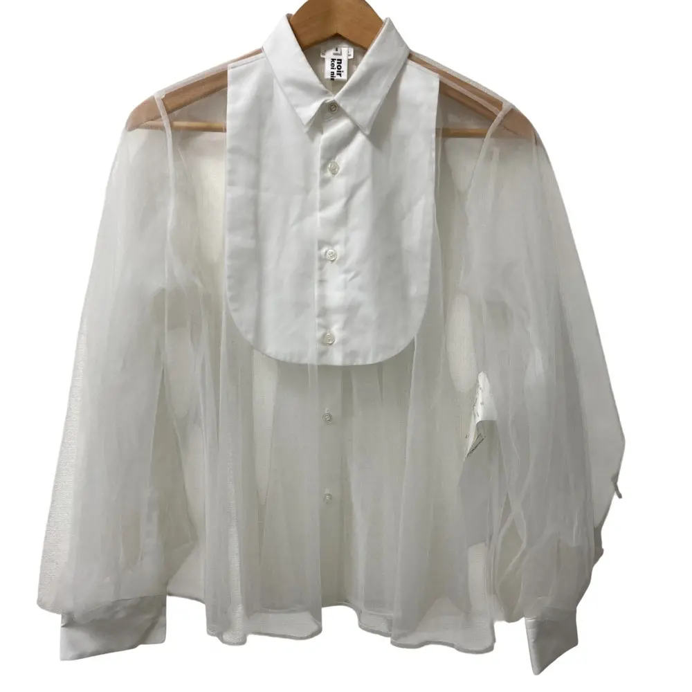 23AW noir kei ninomiya ノワール ケイニノミヤ チュール 長袖 ブラウス 3L-B011 サイズS ホワイト