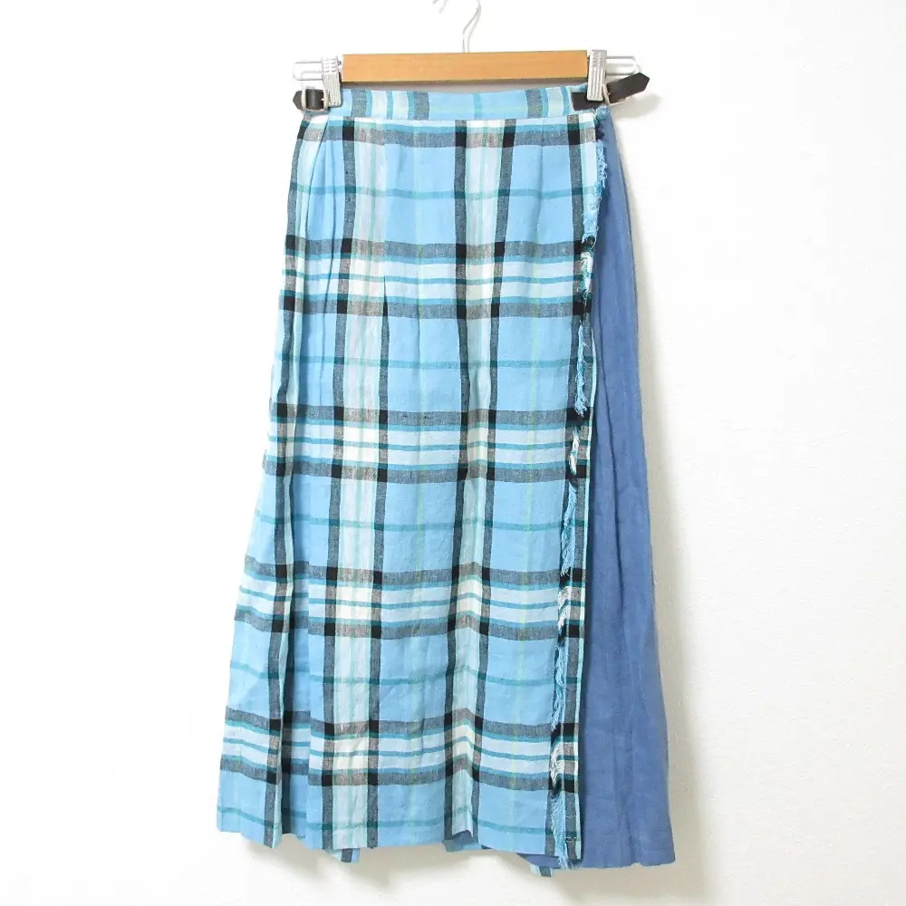 O'NEIL OF DUBLIN オニールオブダブリン ×マッキントッシュフィロソフィー グレーラベル 別注 リネン キルトスカート 8 ブルー