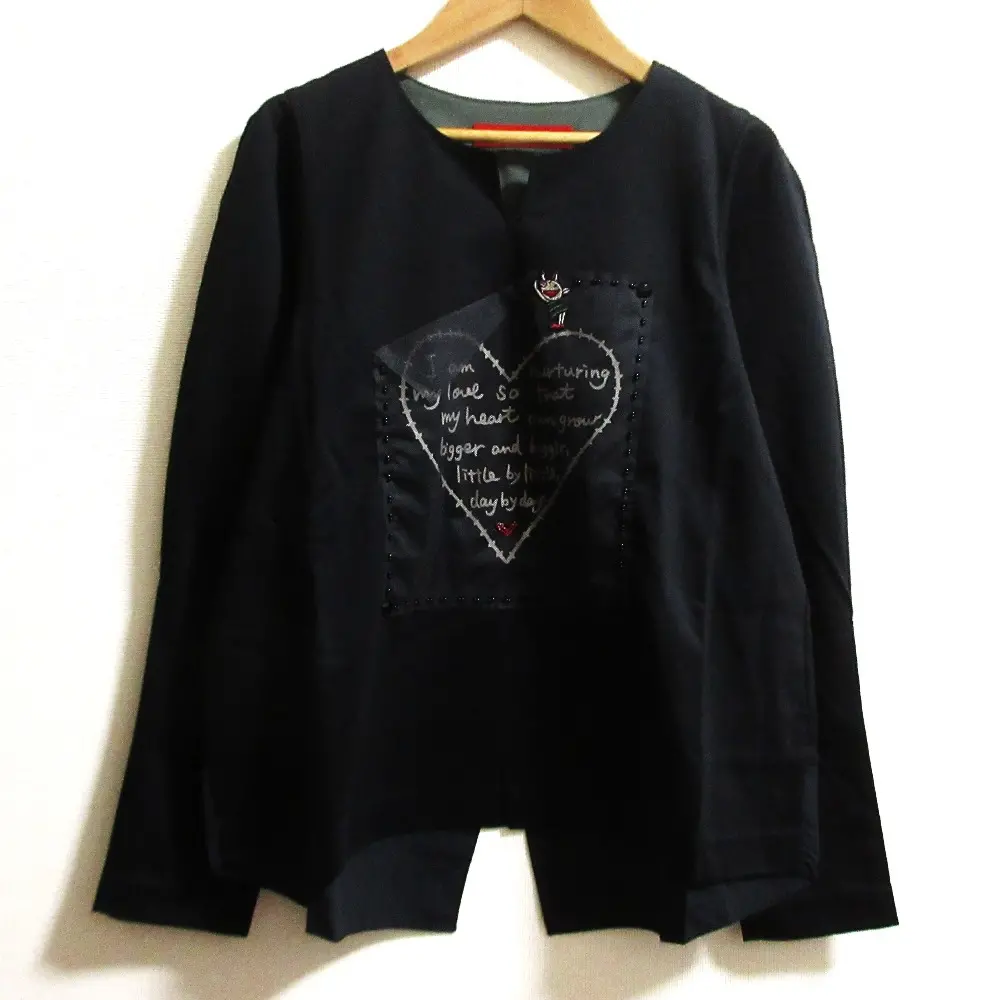 OLLEBOREBLA ALBEROBELLO オレボレブラ アルベロベロ ぶたさん ビジューメッシュ キーネックカットソー サイズM ブラック