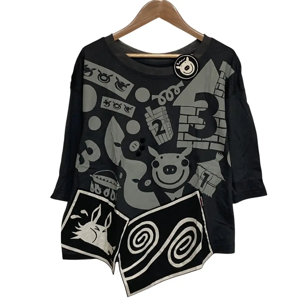 OLLEBOREBLA ALBEROBELLO オレボレブラ アルベロベロ 3匹のこぶた ぶたさんプリント カットソー Tシャツ グレー