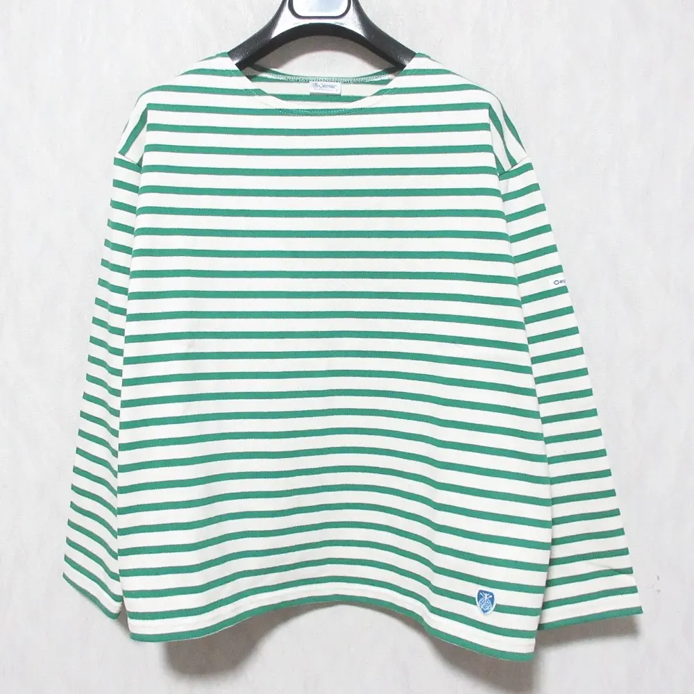 ORCIVAL オーシバル ボーダー柄 ロングスリーブ バスクシャツ プルオーバー カットソー 1 オフホワイト×グリーン