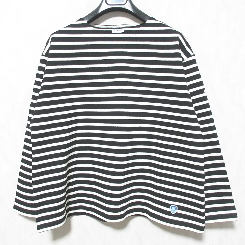 ORCIVAL オーシバル ボーダー柄 ロングスリーブ プルオーバー バスクシャツ カットソー 1 ブラック×ホワイト