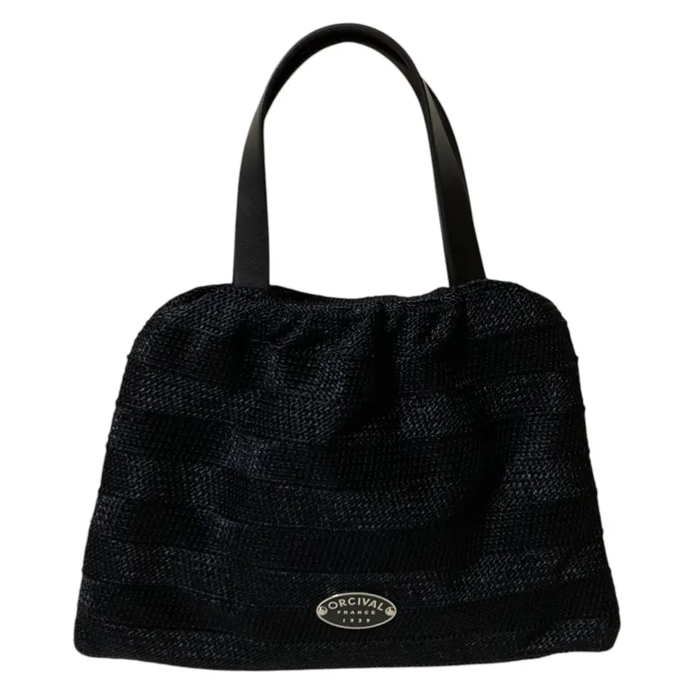 ORCIVAL オーシバル レザーハンドル ナイロン ミニ ハンドバッグ ブラック