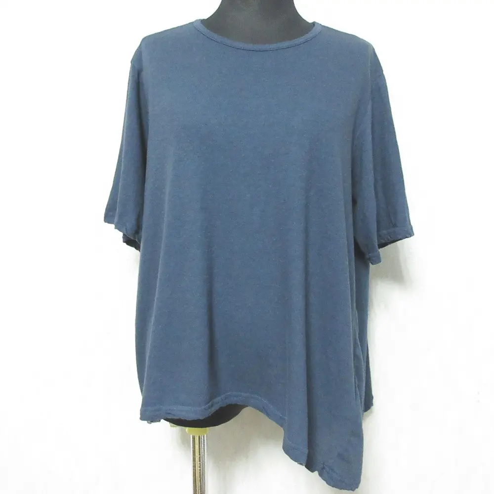 24SS pas de calais パドカレ コットンリネンウォッシャブルカットソー 半袖 プルオーバー Tシャツ 36 ネイビー