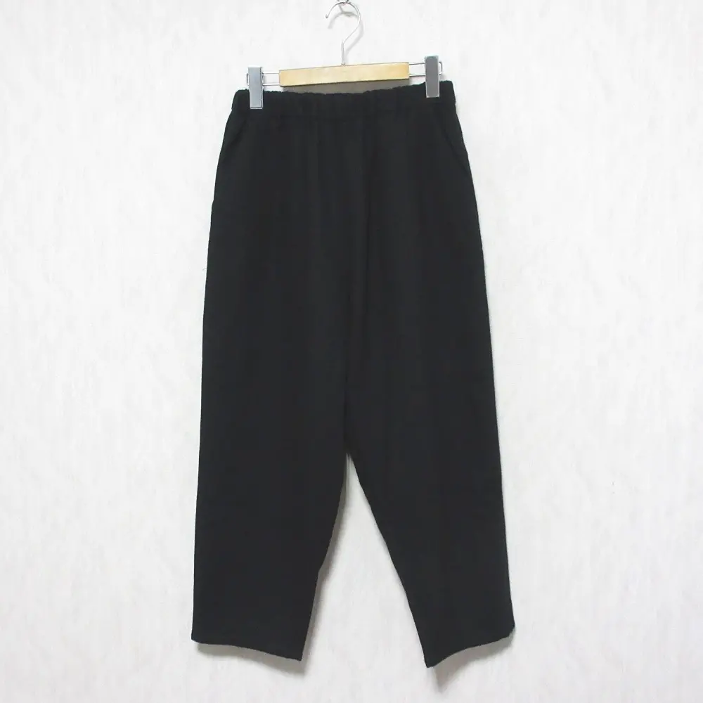 23AW pas de calais パドカレ ウールフラノ クロップド イージー テーパードパンツ スラックス 13-30-8298 34 ブラック