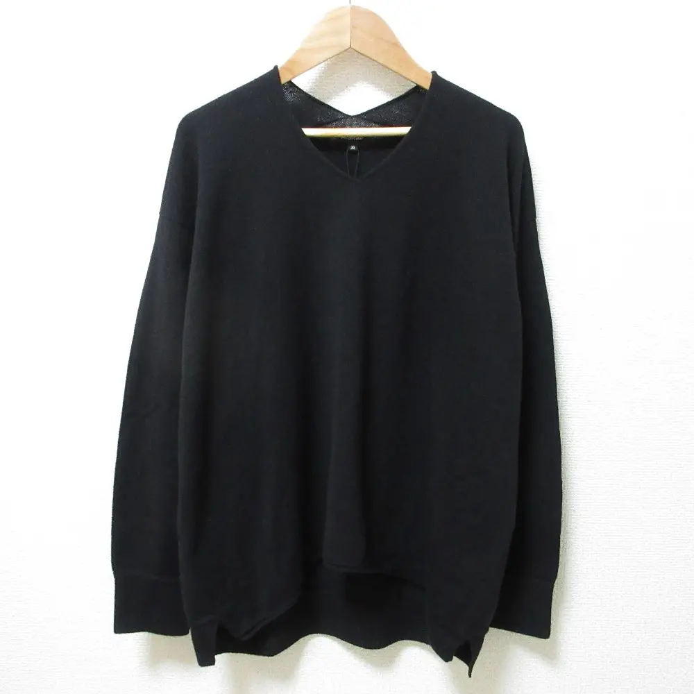 24AW pas de calais パドカレ エアリーウール ラウンドヘムVネック プルオーバー ニット セーター 2513 36 ブラック