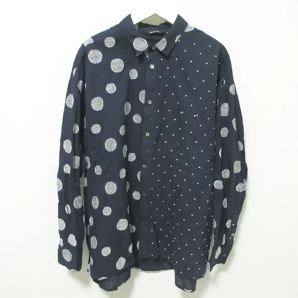 22SS pas de calais パドカレ ドットカットJQブラウス オーガニックコットン×リネン 長袖 シャツ 6297 36 ネイビー