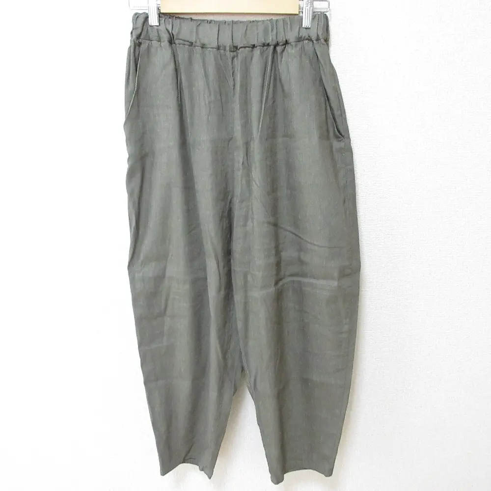 24SS pas de calais パドカレ リネンレーヨンストレッチ クロップドパンツ イージー サルエルパンツ 8411 34 カーキの買取実績【2024年11月買取】