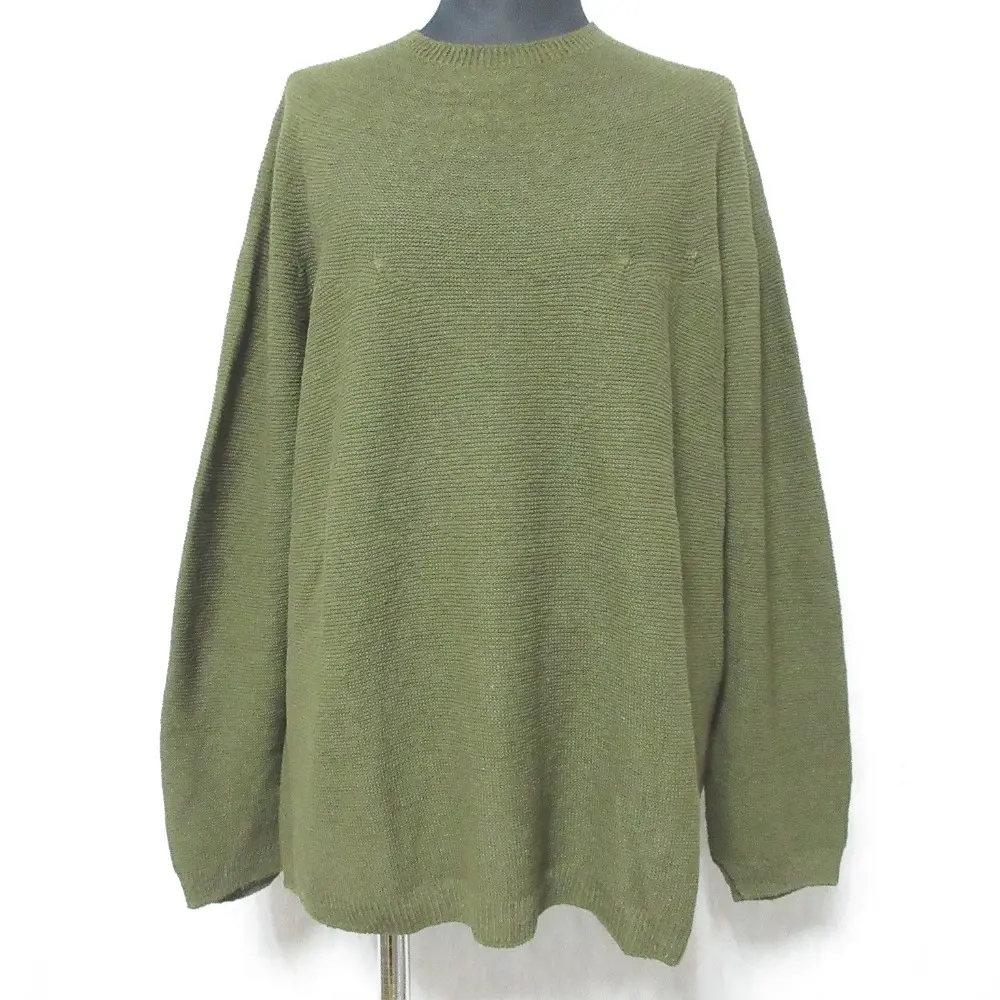 24SS pas de calais パドカレ パウダーコットン プルオーバー ロングスリーブ ニット セーター 2440 36 カーキ