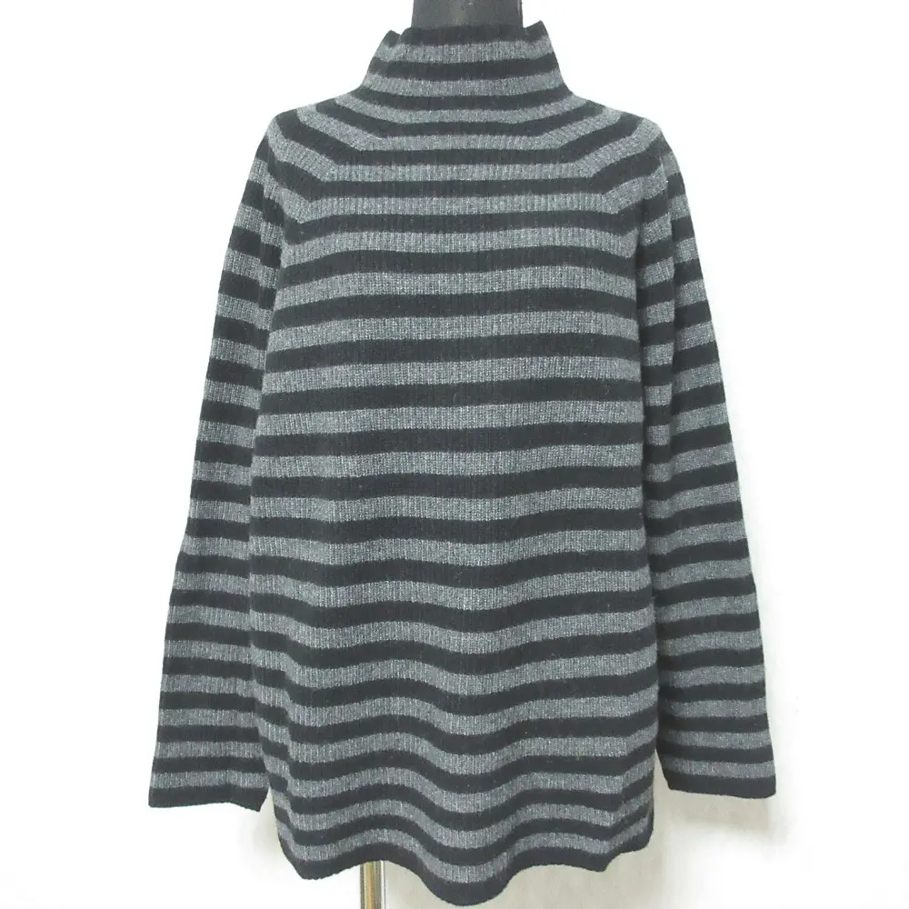 21AW pas de calais パドカレ エアーヤーン タートル ボーダー ラグラン プルオーバー ニット セーター 2210 36 グレー