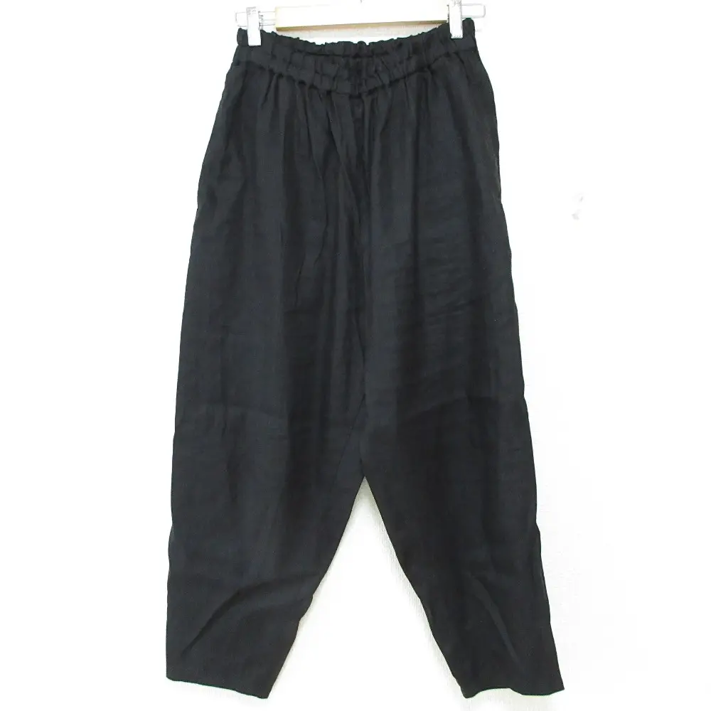 24SS pas de calais パドカレ リネンレーヨンストレッチ イージーパンツ 34 ブラック