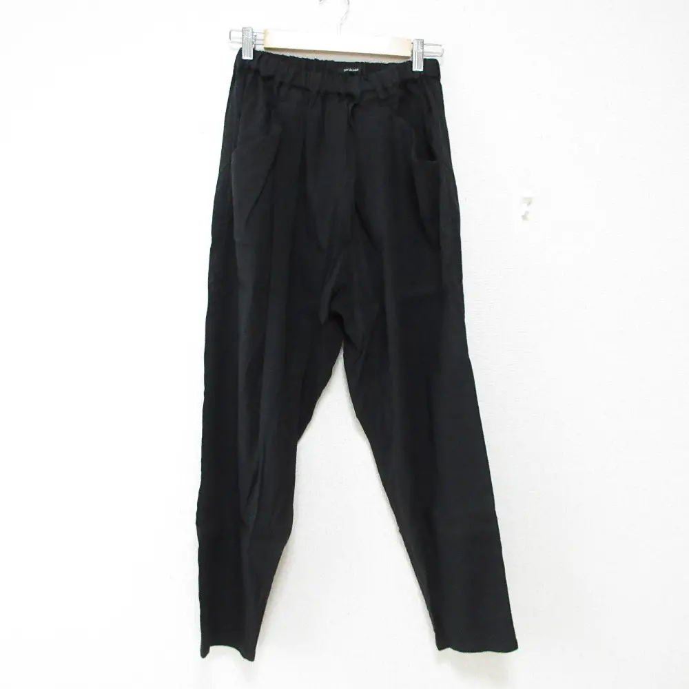 23SS pas de calais パドカレ リネン イージーウエスト テーパードパンツ 36 ブラック