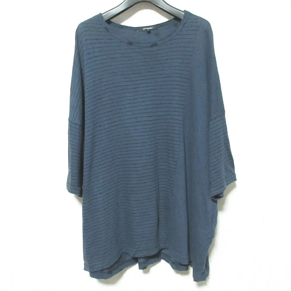 24SS pas de calais パドカレ ドット ボーダーコンビTシャツ カットソー MK-2404 サイズ36 ネイビー