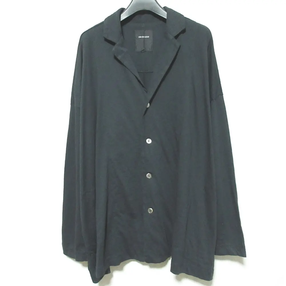 22AW pas de calais パドカレ オーバーサイズ カットソー シャツジャケット カーディガン 36 ブラック