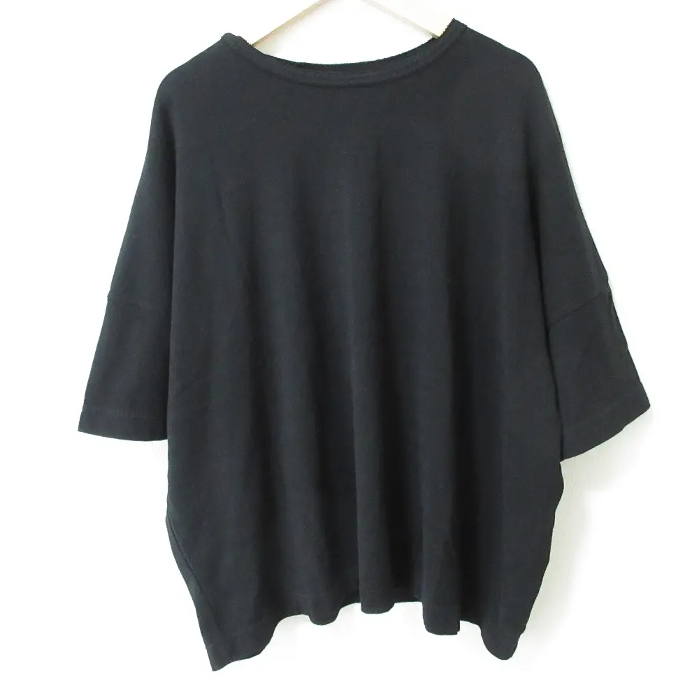 24AW pas de calais パドカレ 引き揃え天竺 ワイドプルオーバー ブラウス カットソー サイズ36 ブラック 