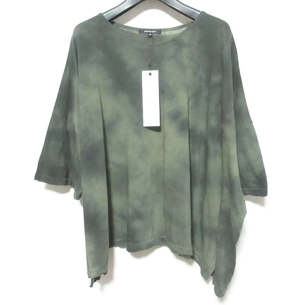 24AW pas de calais パドカレ ムラ染めワイドカットソー タイダイ ハーフスリーブ プルオーバー 36 カーキ