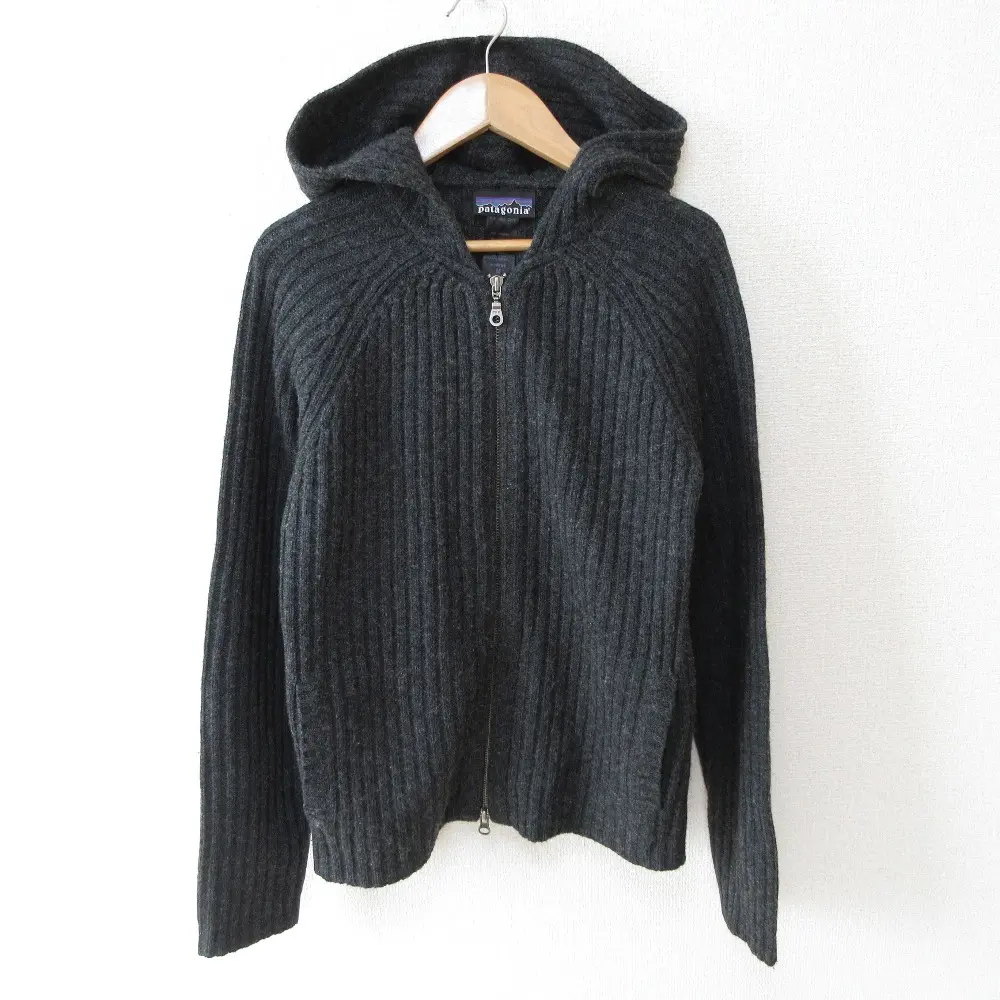 Patagonia パタゴニア ダブルジップ リブニットパーカー フーディー ジャケット M ダークグレー