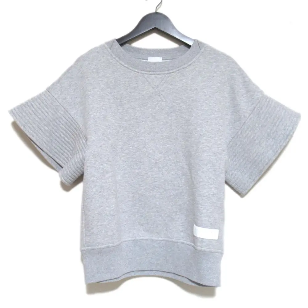 21AW Patou パトゥ ハーフスリーブ ロゴパッチ 裏起毛 スウェットカットソー トレーナー 21PA2-JE011-95 XS グレー