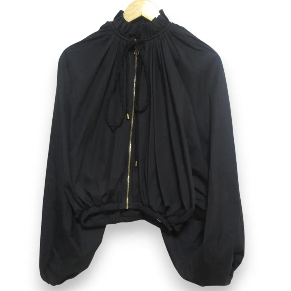23SS PATOU パトゥ シャーリングブラウス ショート丈ブルゾン 23S-0U017-0022 サイズ34 ブラック×ゴールド金具