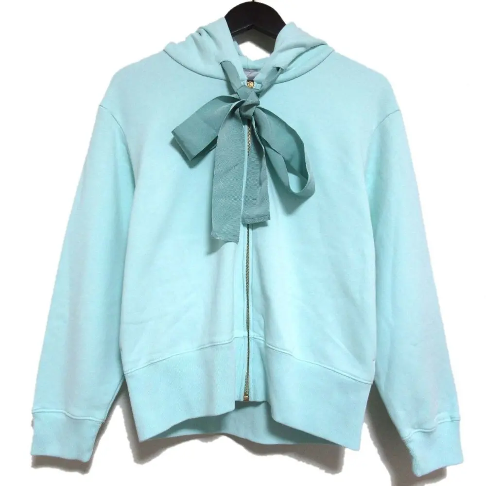 22SS Patou パトゥ 裏起毛 バックロゴプリント ジップアップ リボン フーディー スウェット パーカー M ミントグリーン
