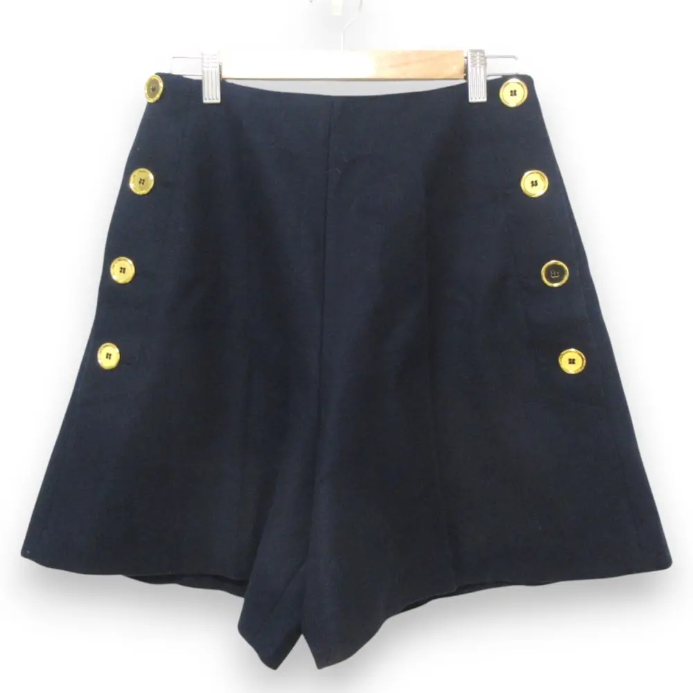 PATOU パトゥ アイコニック カシミア×ウール ショートパンツ TR0040003601N サイズ40 ネイビー×ゴールド金具