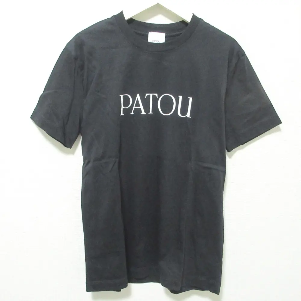 Patou パトゥ オーガニックコットン クルーネック ロゴ Tシャツ カットソー XS ブラック