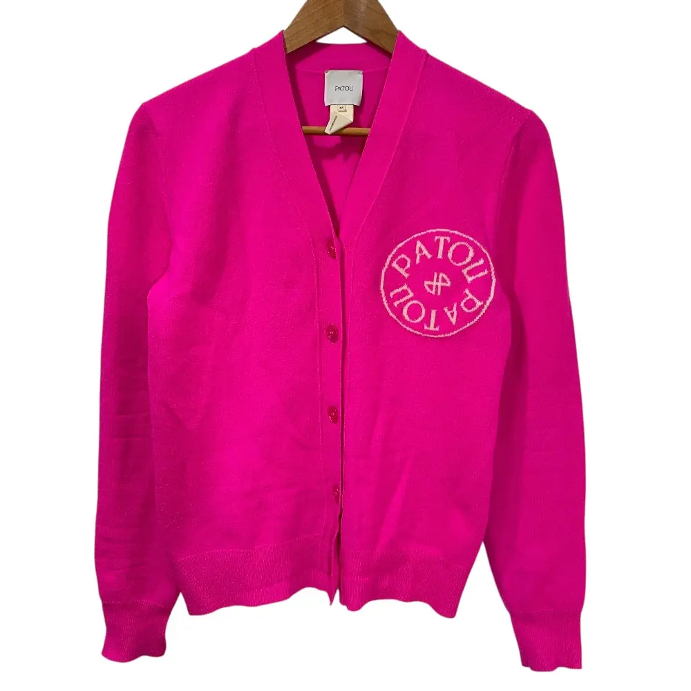 23SS PATOU パトゥ サークルロゴ 長袖 ニット カーディガン XS ピンク