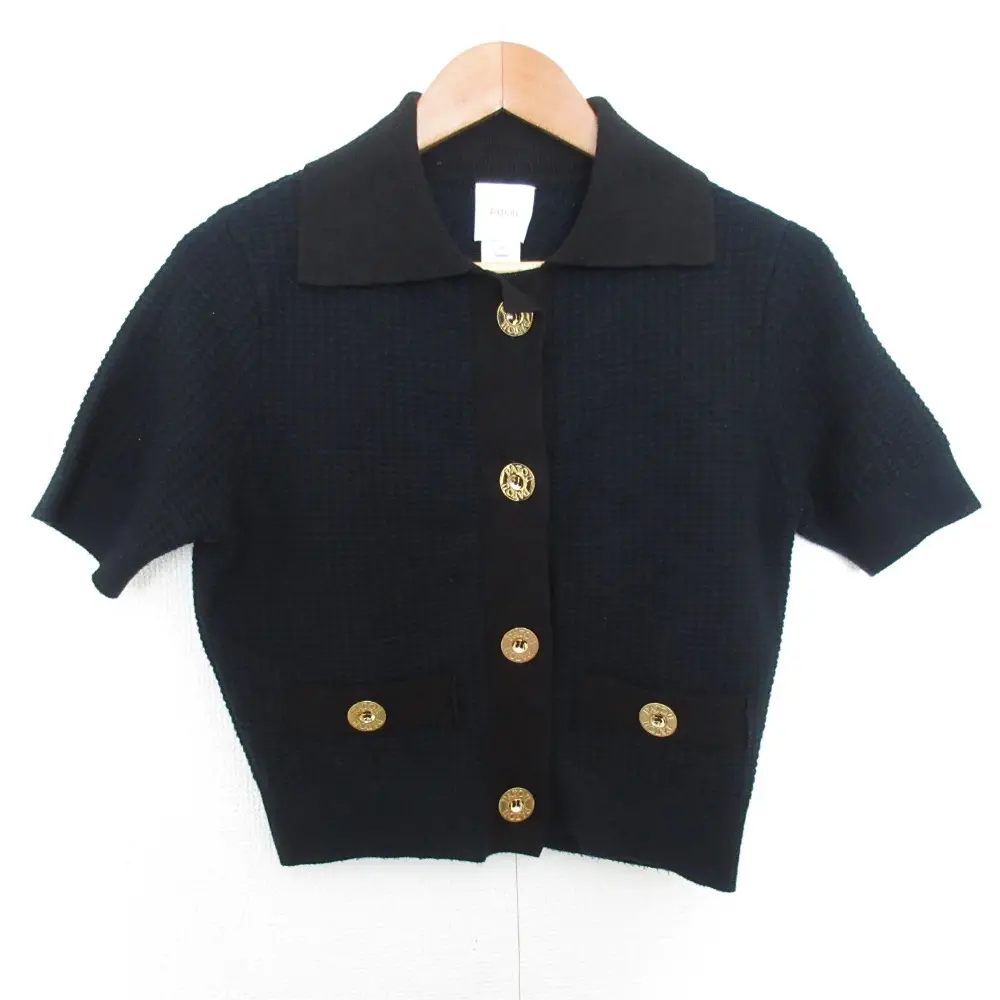 24SS Patou パトゥ 3Dニット ボタンジャケット クロップドジャケット サイズS ネイビー