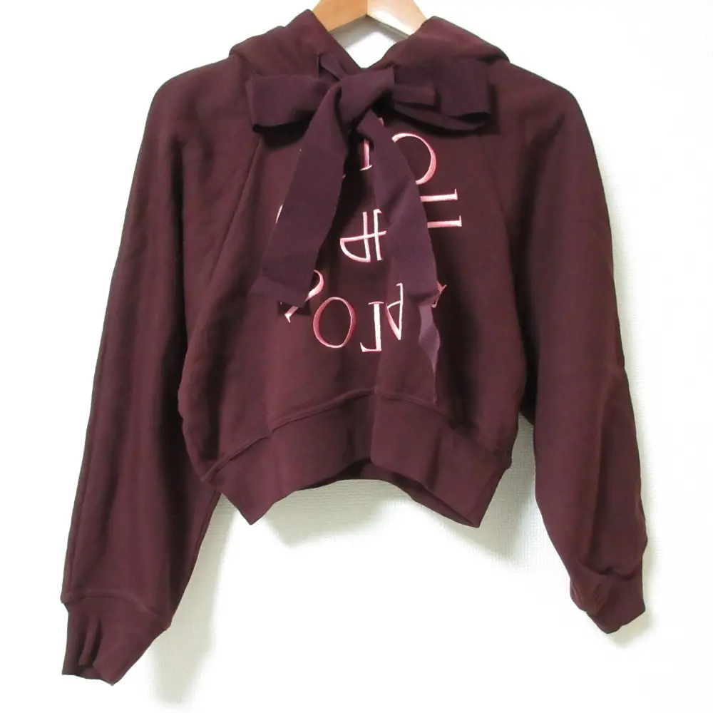 23AW PATOU パトゥ メダイヨンロゴ クロップド プルオーバーパーカー サイズS ボルドー