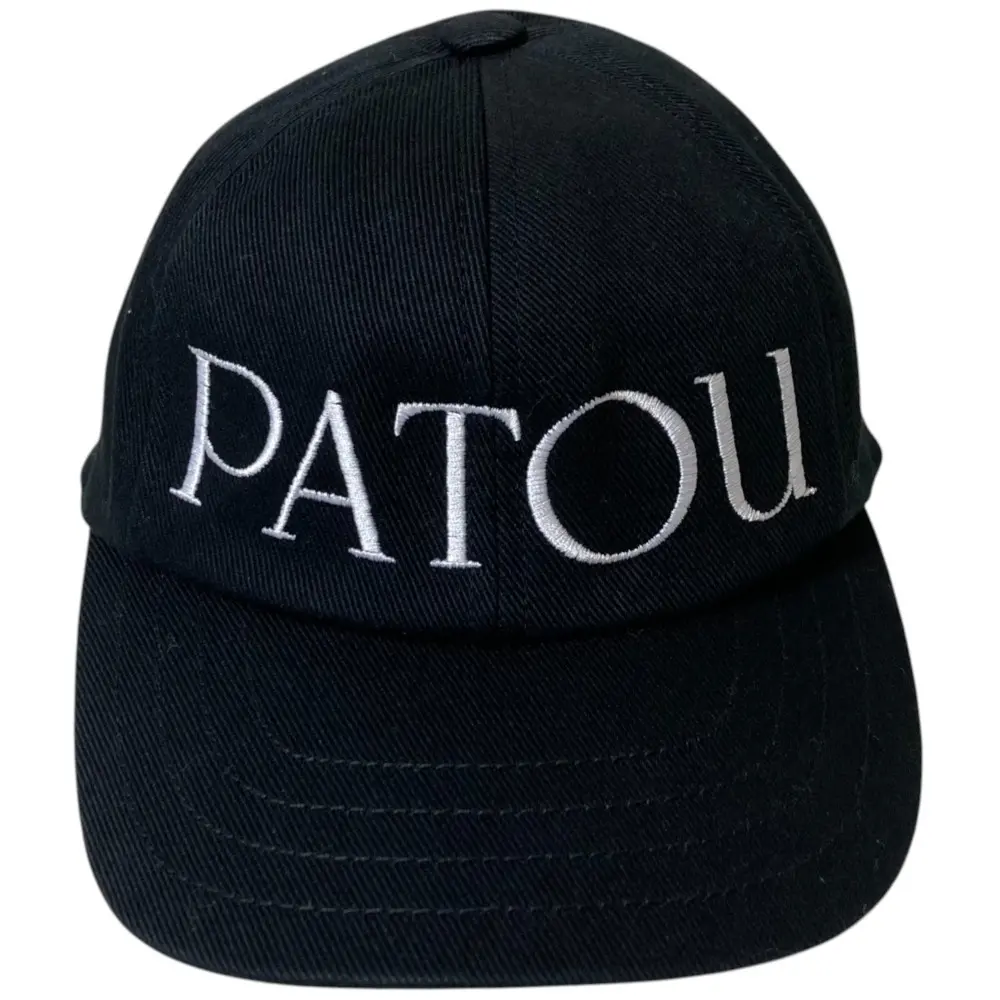 PATOU パトゥ ロゴ刺繍 キャップ S ブラック