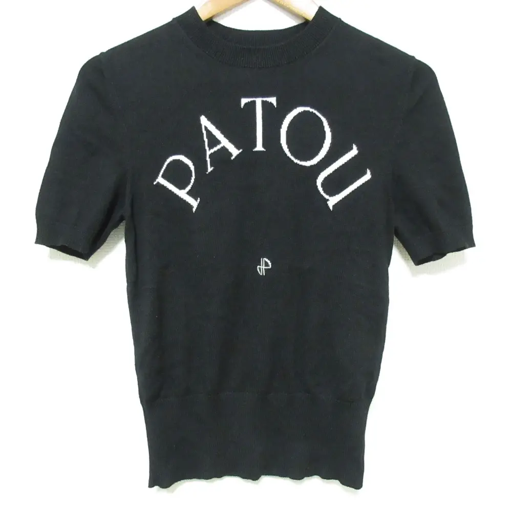 22SS PATOU パトゥ ロゴジャガード ショートスリーブニット カットソー サイズS ブラック