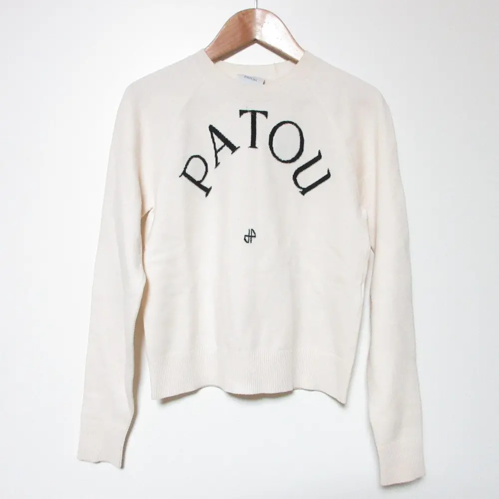 23SS PATOU パトゥ クロップド ロゴニット KN1108045001W サイズXS アイボリー