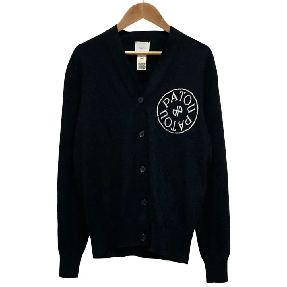 24AW Patou パトゥ インターシャロゴ ニットカーディガン S ブラック