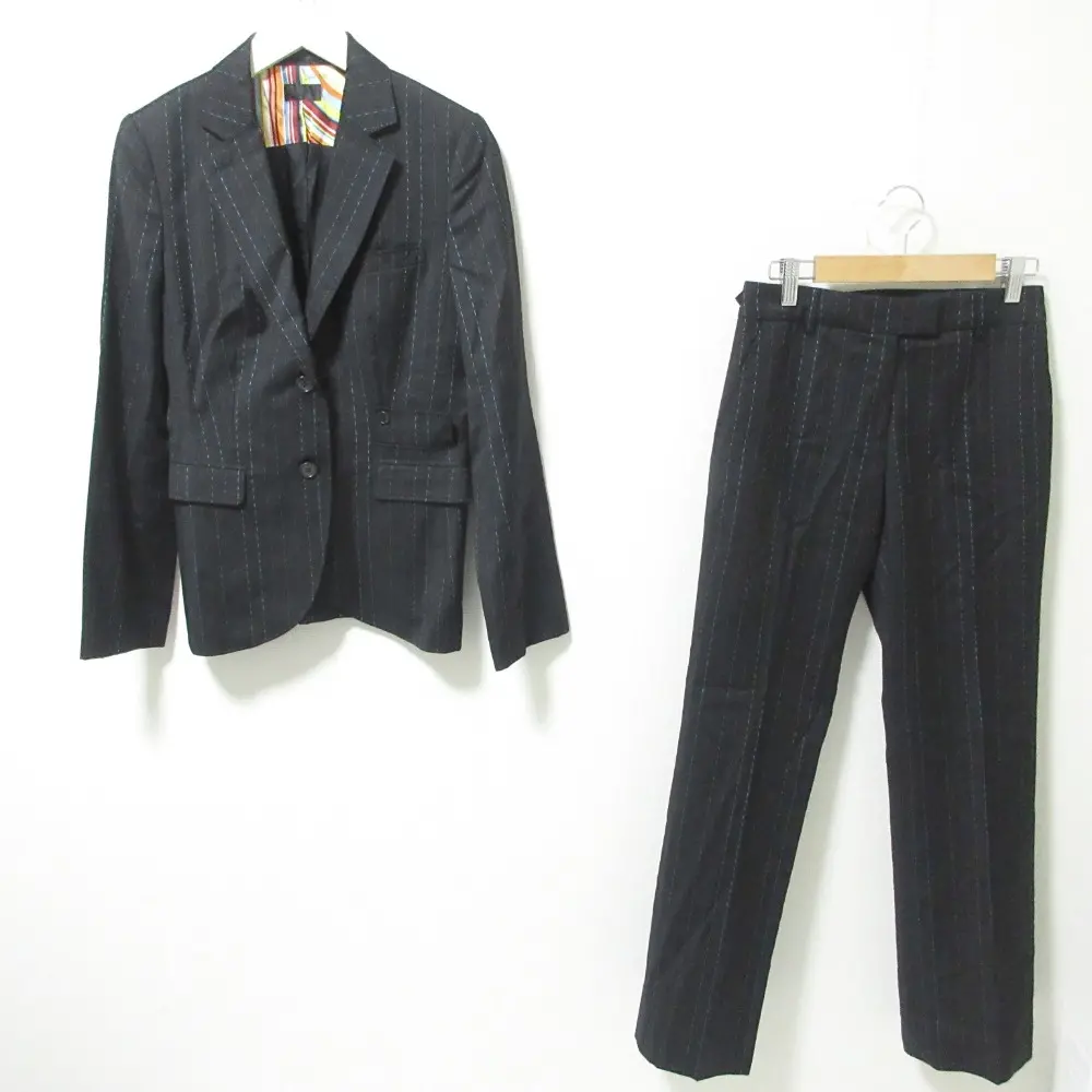 Paul Smith Black ポールスミスブラック マルチストライプ柄 シングルジャケット×パンツ スーツ セットアップ 38/40 ブラック