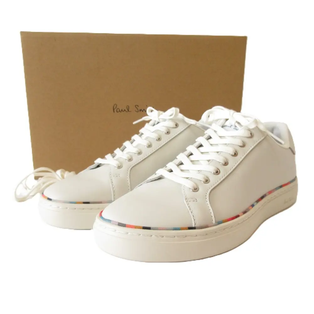 Paul Smith ポールスミス Lapi スワール柄 レザー ローカット スニーカー 135786 39 約25.5cm ホワイト