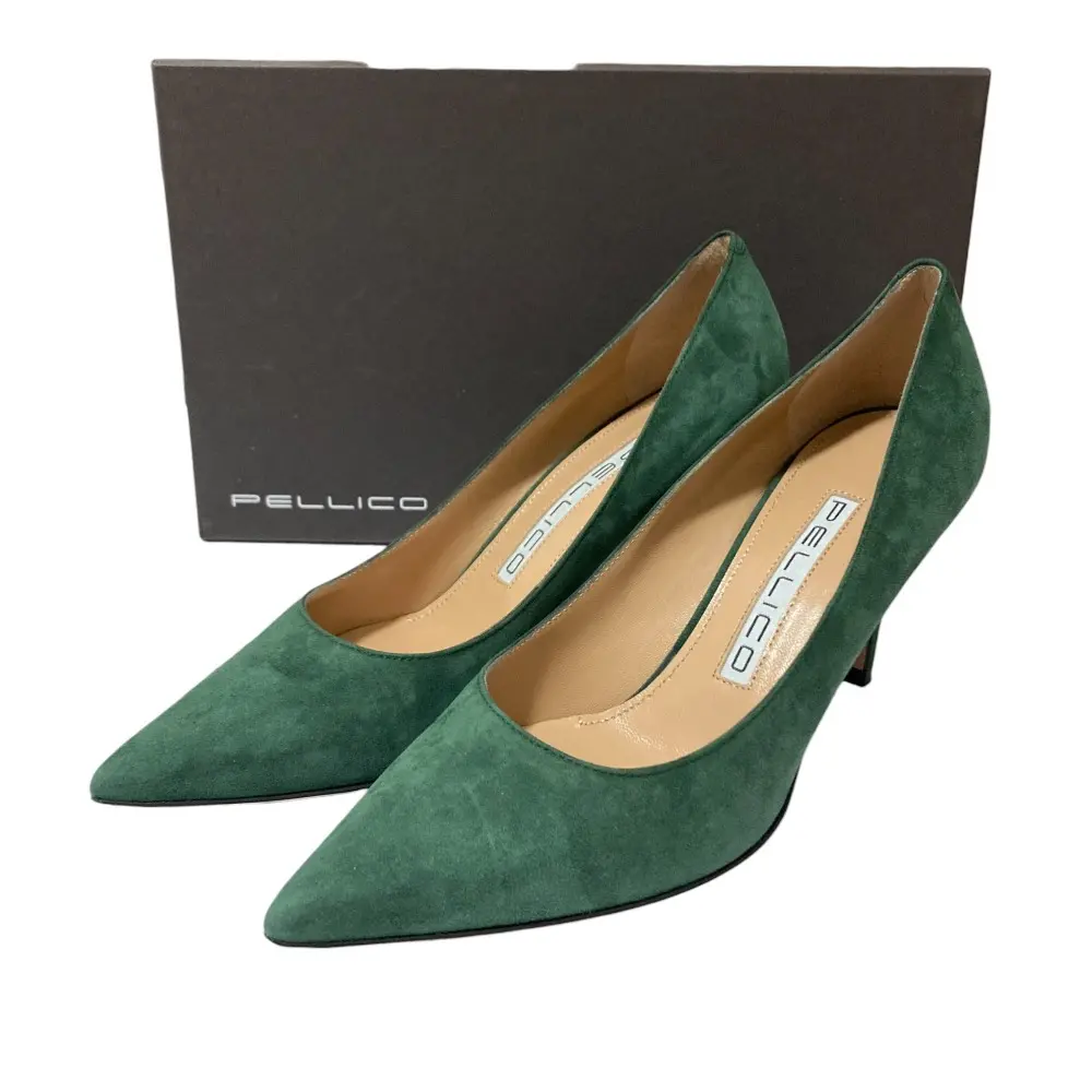 PELLICO ペリーコ アネッリ パンプス グリーン スエード フラット ペリーコ（PELLICO）パンプスの高価買取ならリブラ宅配買取がおすすめ
