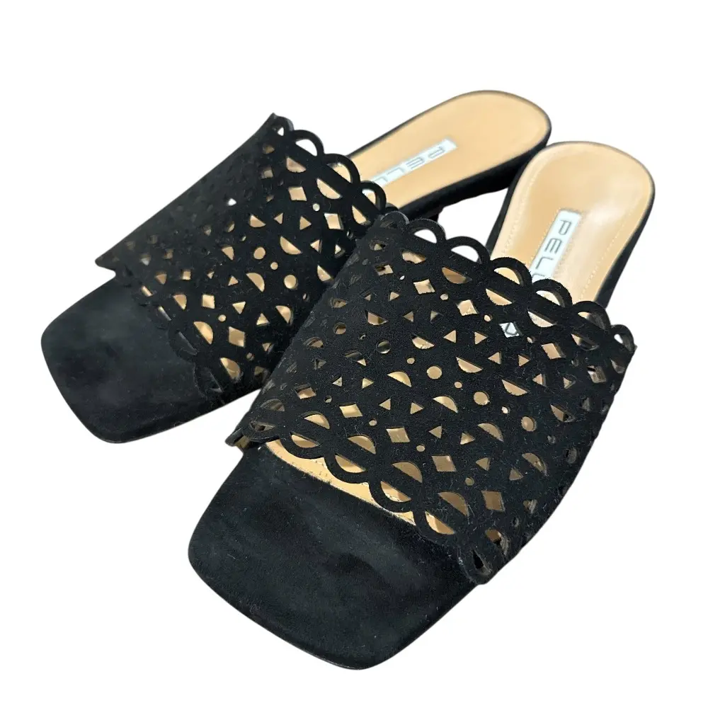 22SS PELLICO ペリーコ PIZZO MULES FLAT スエード カットワークフラットサンダル サイズ36 約23cm ブラック