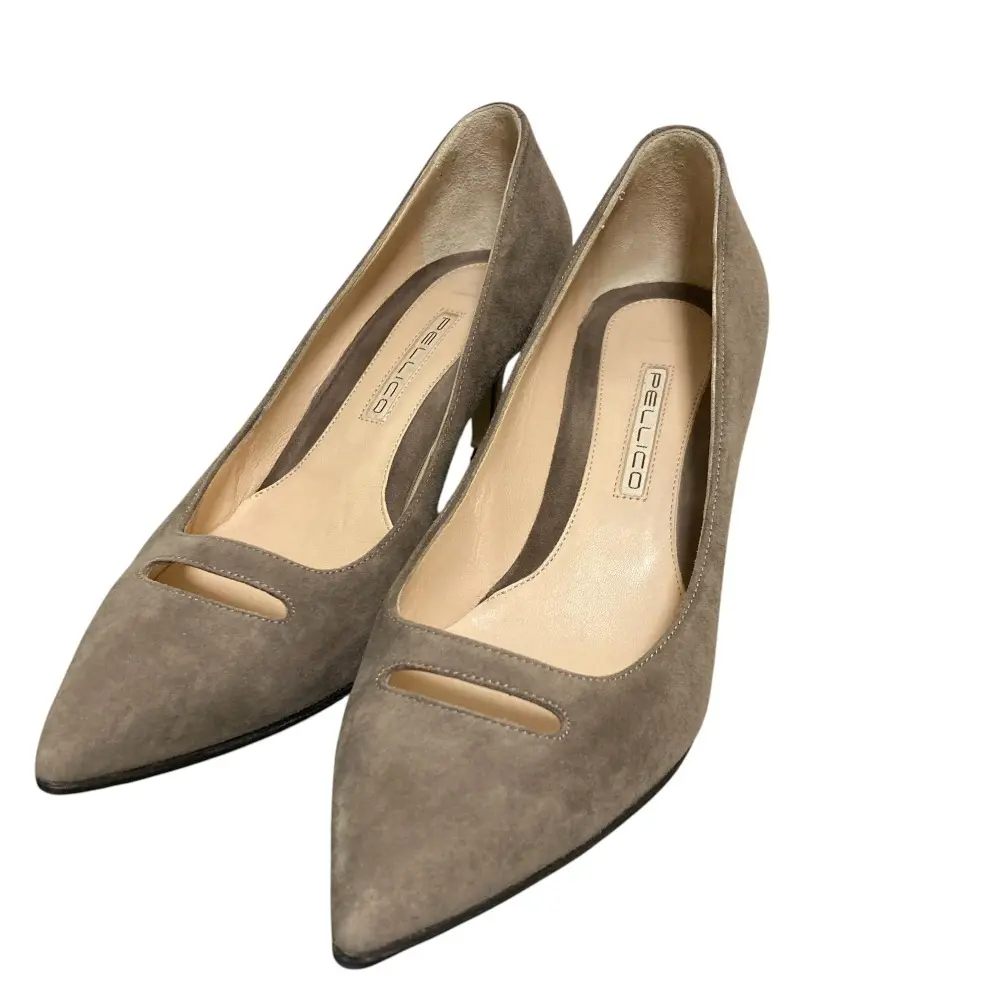 美品 ペリーコ アネッリ フラット ポインテッドトゥ 37 24cm スエード PELLICO ペリーコ アネッリ パイソン スエード ポインテッドトゥ ロー